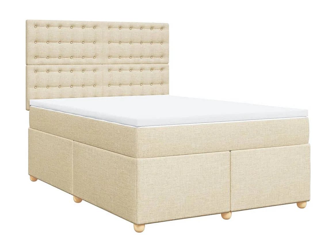 Sommier à lattes de lit avec matelas Crème 160x200 cm Tissu