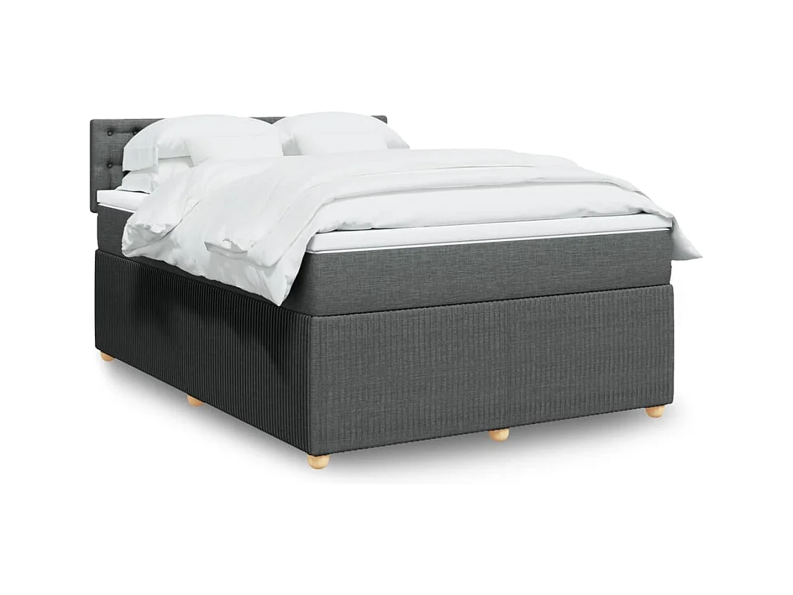 Sommier à lattes de lit avec matelas Gris foncé 140x190cm Tissu