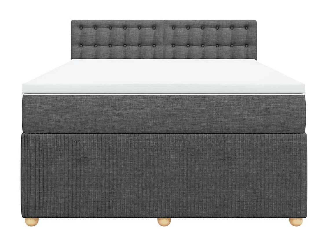 Cama box spring con colchón tela gris oscuro 140x190 cm