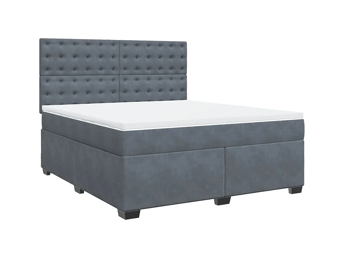 Cama com molas/colchão 180x200 cm veludo cinzento-escuro