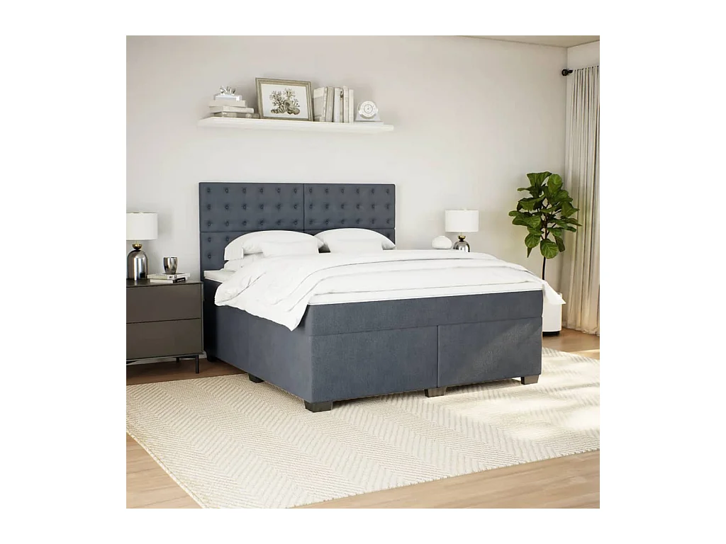Cama com molas/colchão 180x200 cm veludo cinzento-escuro