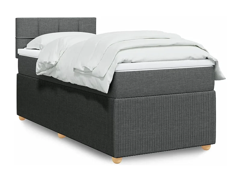 Cama box spring con colchón tela gris oscuro 80x200 cm