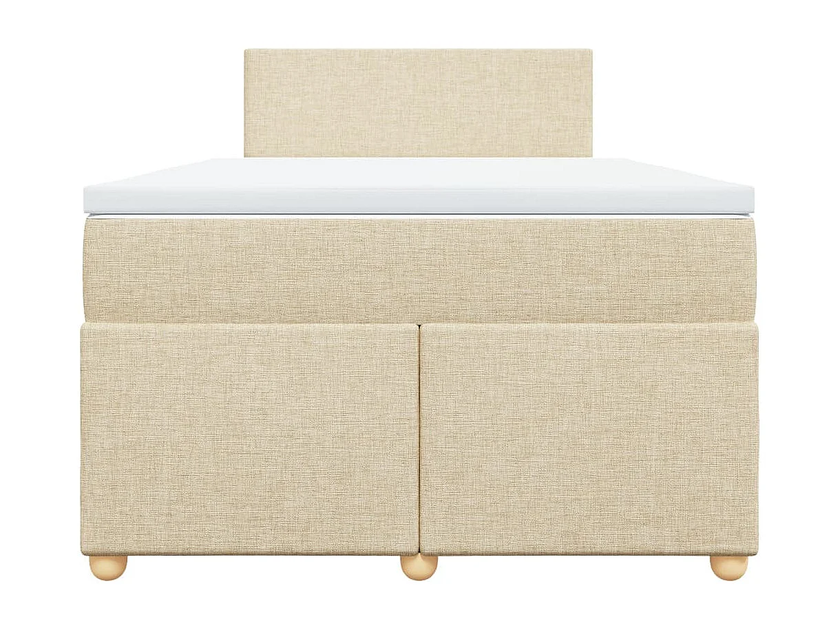 Cama box spring con colchón tela color crema 120x200 cm