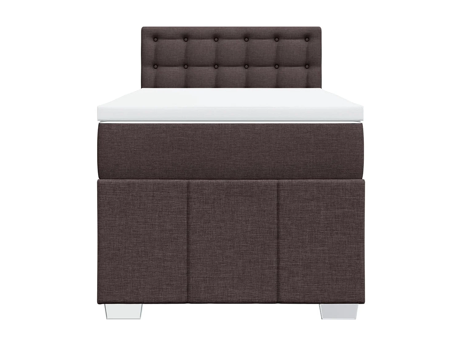 Cama box spring con colchón tela marrón oscuro 80x200 cm