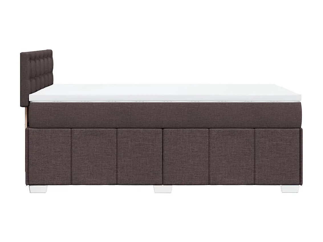 Cama box spring con colchón tela marrón oscuro 80x200 cm