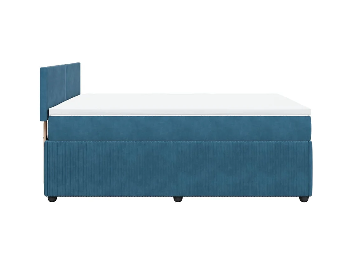 Cama box spring con colchón terciopelo azul 140x200 cm