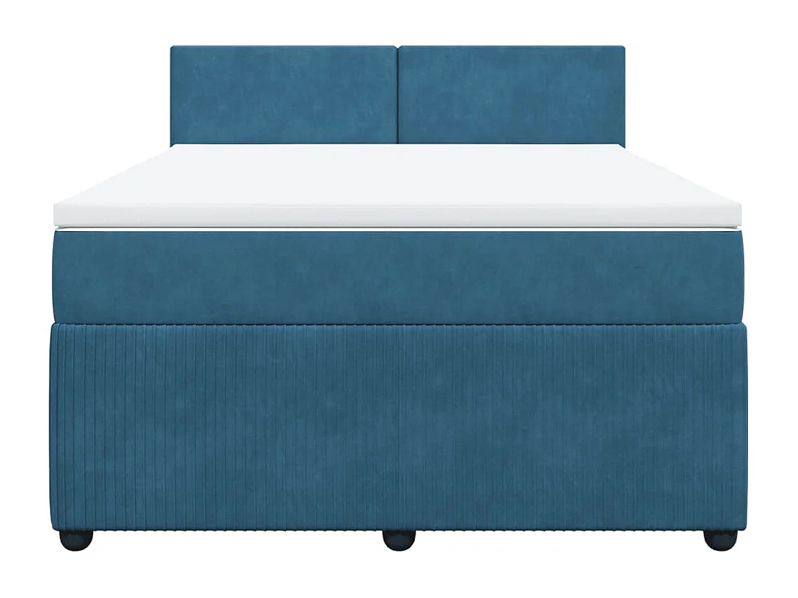 Cama box spring con colchón terciopelo azul 140x200 cm