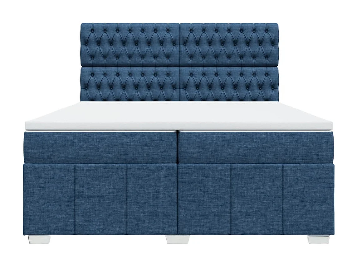 Cama com molas/colchão 200x200 cm tecido azul