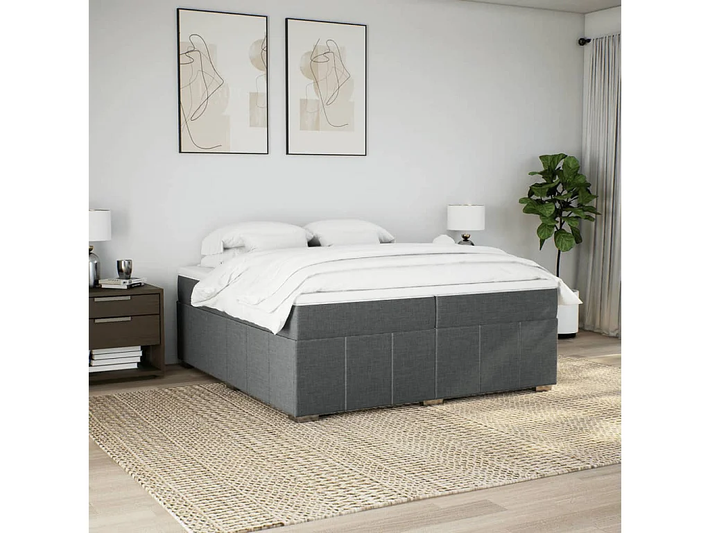 Sommier à lattes de lit avec matelas Taupe 200x200 cm Tissu