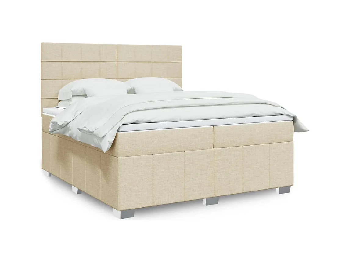Cama com molas/colchão 200x200 cm tecido cor creme