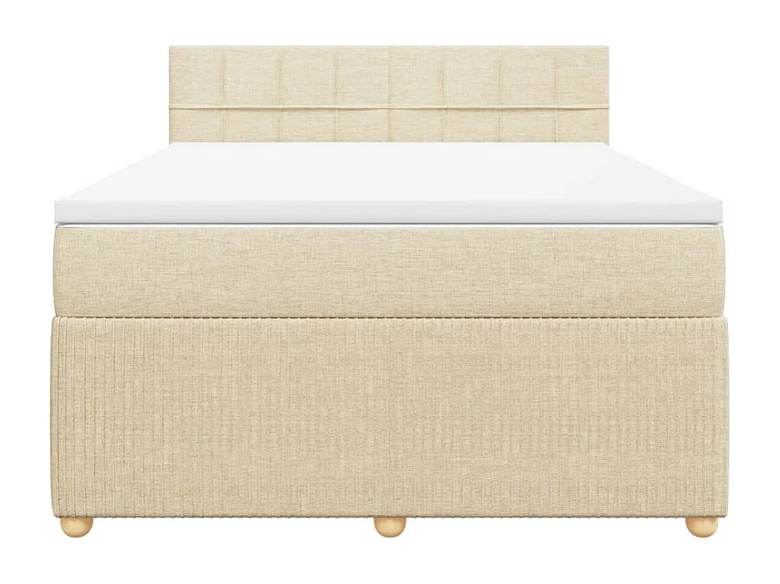 Sommier à lattes de lit avec matelas Crème 140x200 cm Tissu