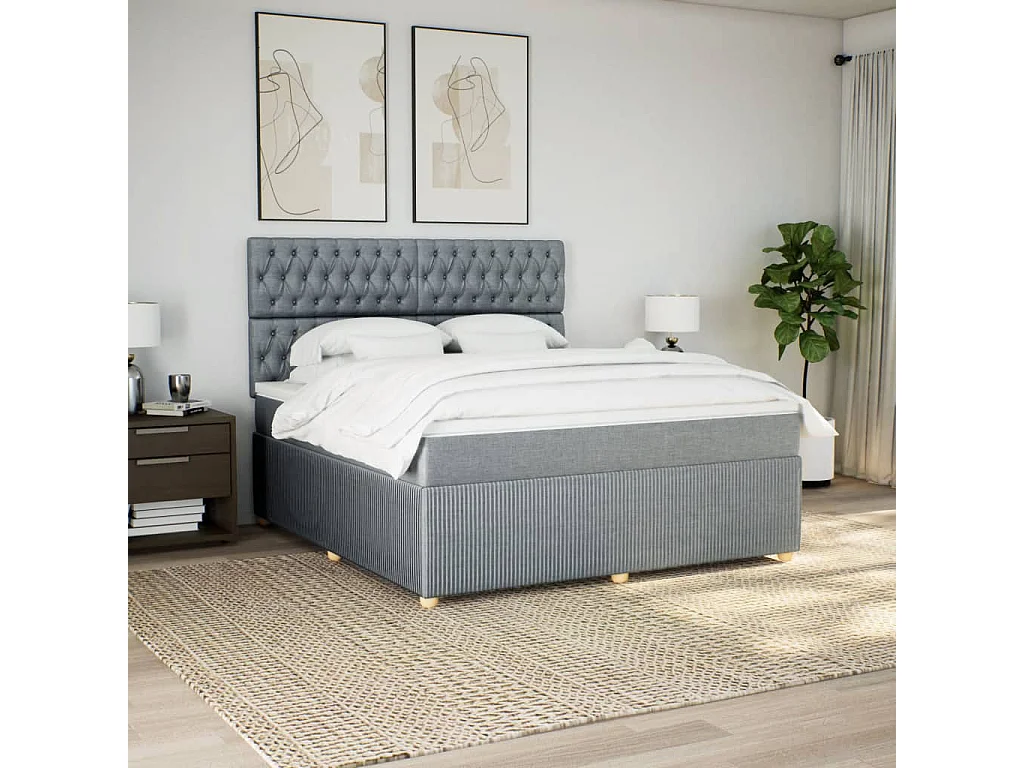 Cama com molas/colchão 180x200 cm tecido cinzento-claro