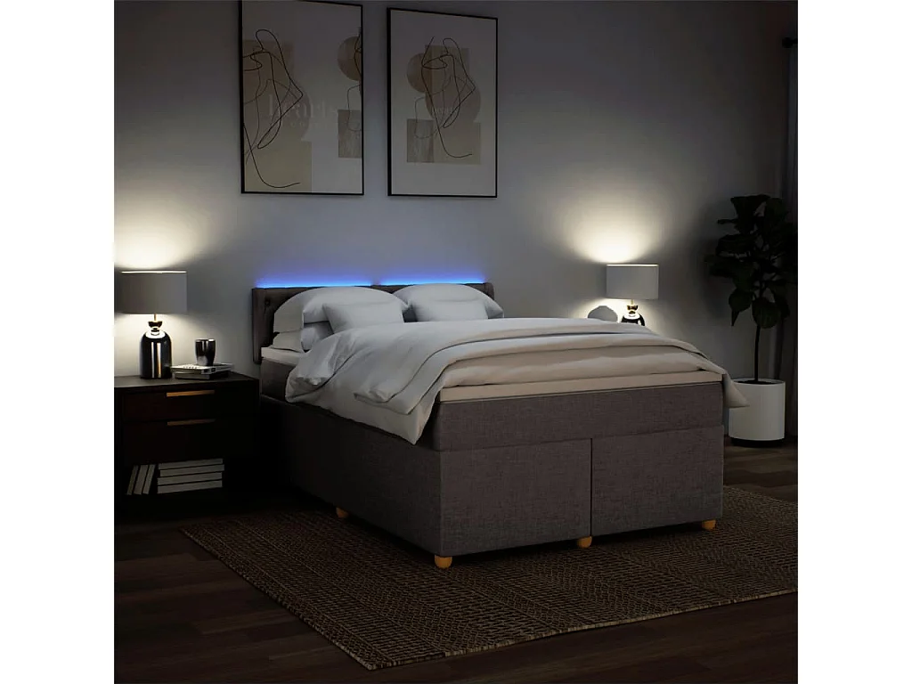 Boxspring met matras stof taupe 140x190 cm