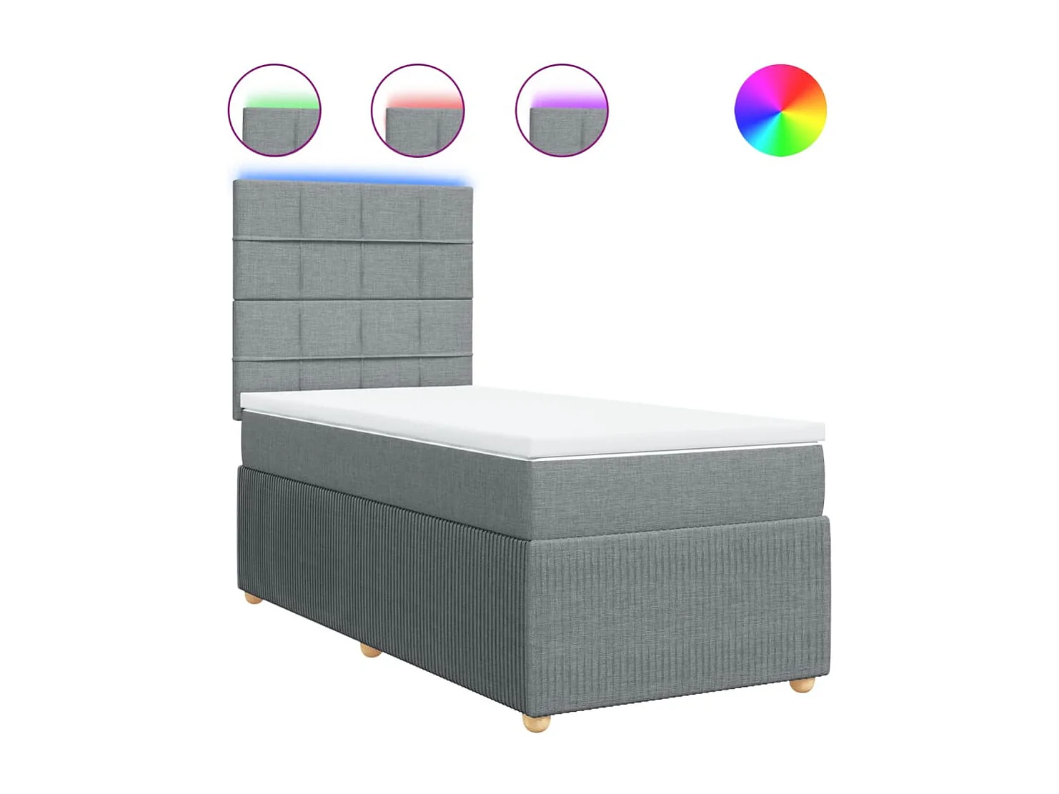 Boxspring met matras stof lichtgrijs 80x200 cm