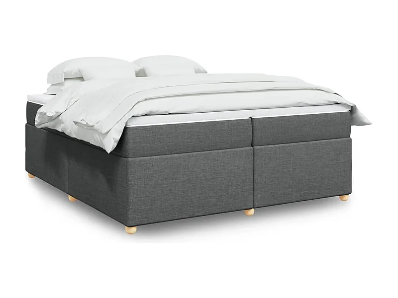 Sommier à lattes de lit avec matelas Gris foncé 200x200cm Tissu