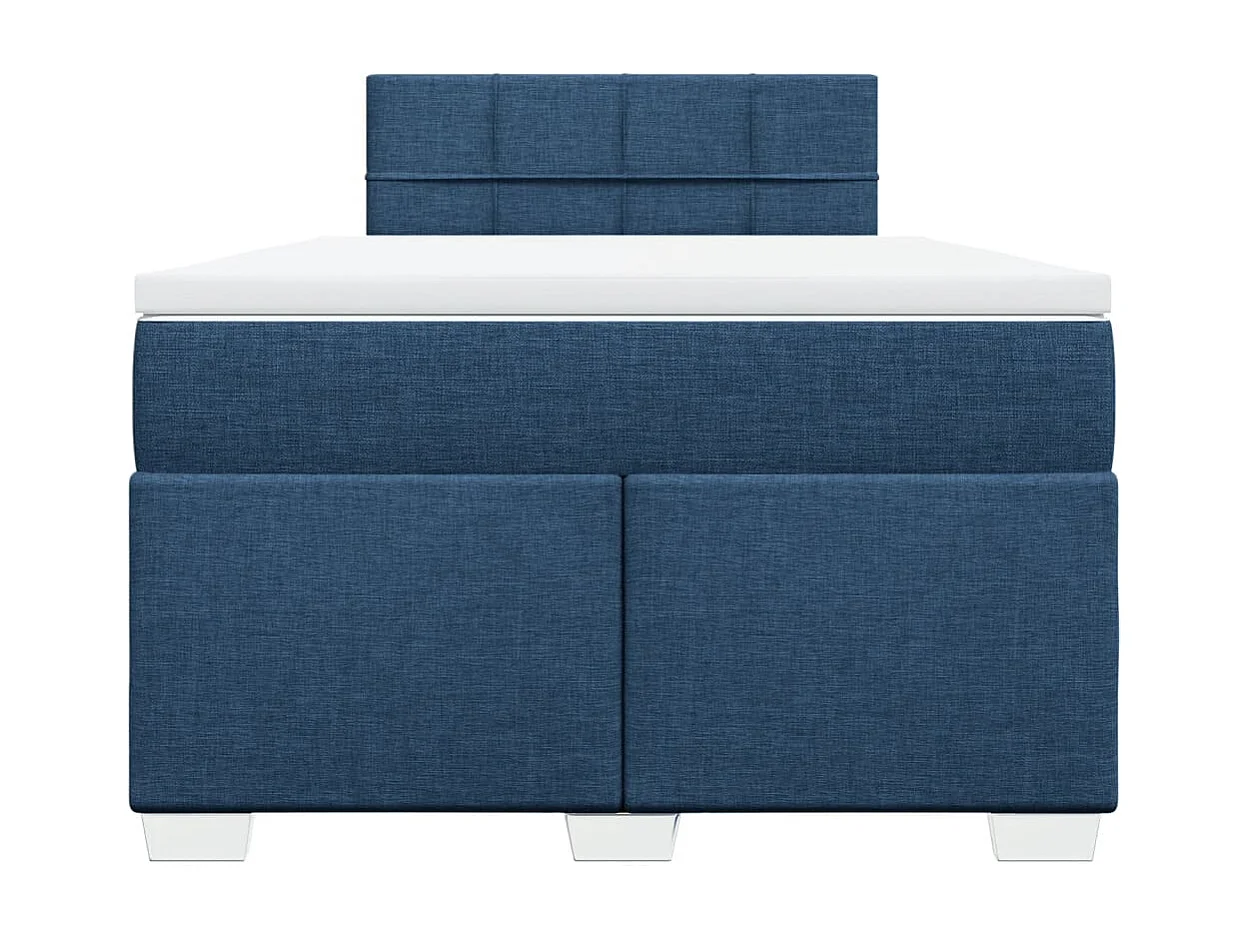 Cama box spring con colchón tela azul 120x190 cm