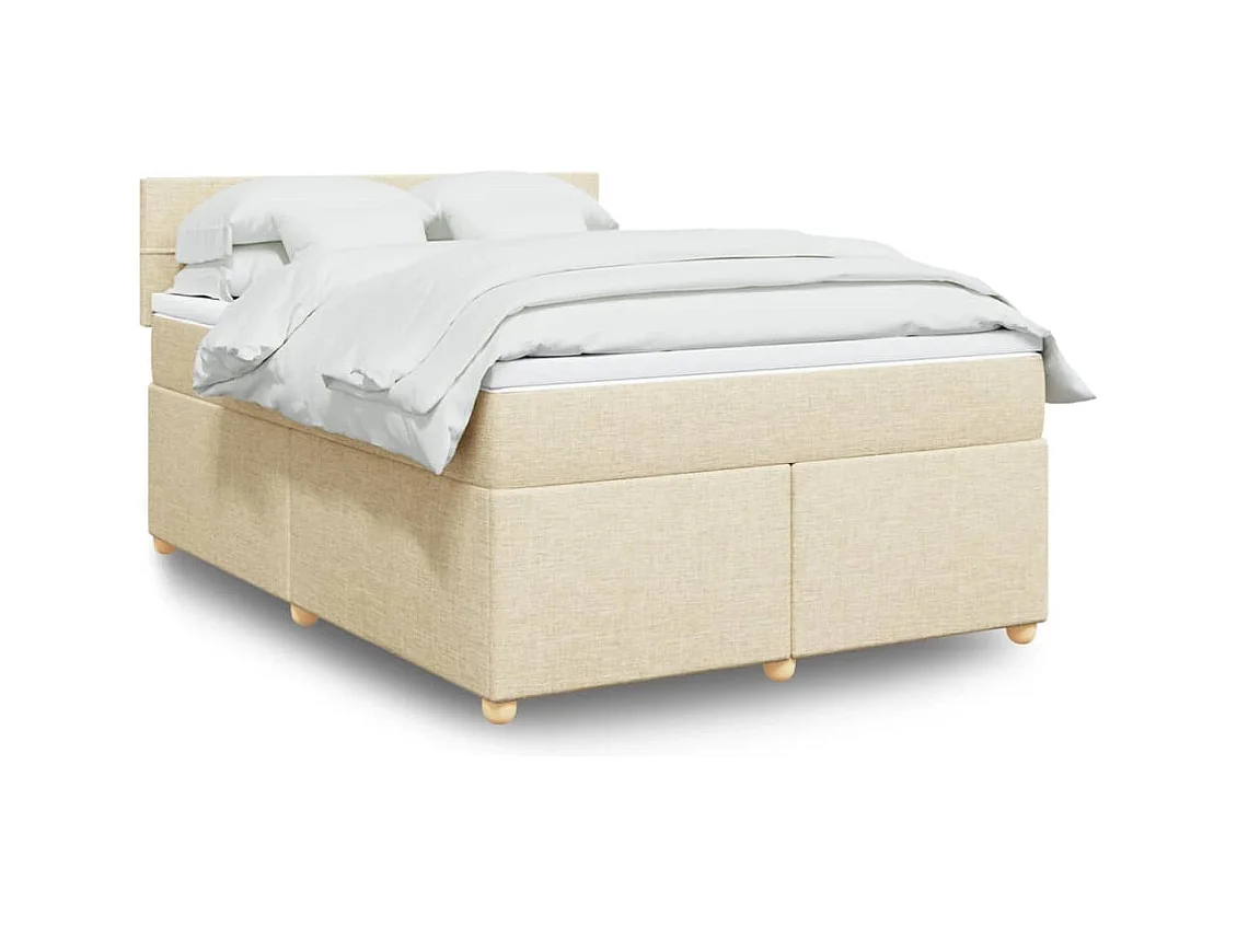 Boxspring met matras stof crèmekleurig 140x190 cm