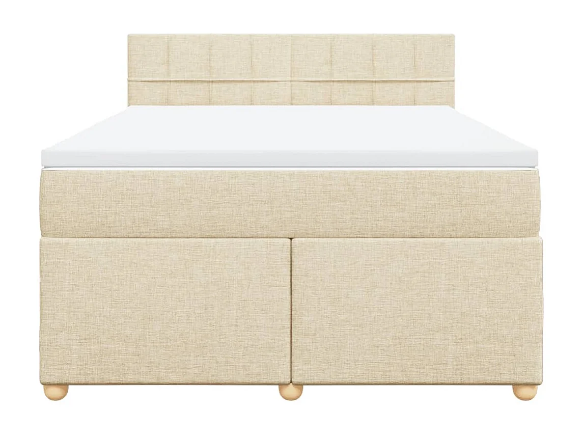 Boxspring met matras stof crèmekleurig 140x190 cm