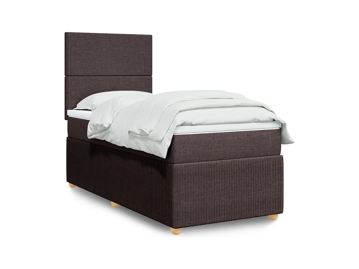 Cama box spring con colchón tela marrón oscuro 100x200 cm