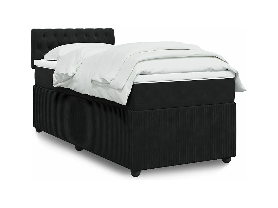 Sommier à lattes de lit avec matelas Noir 90x190 cm Velours