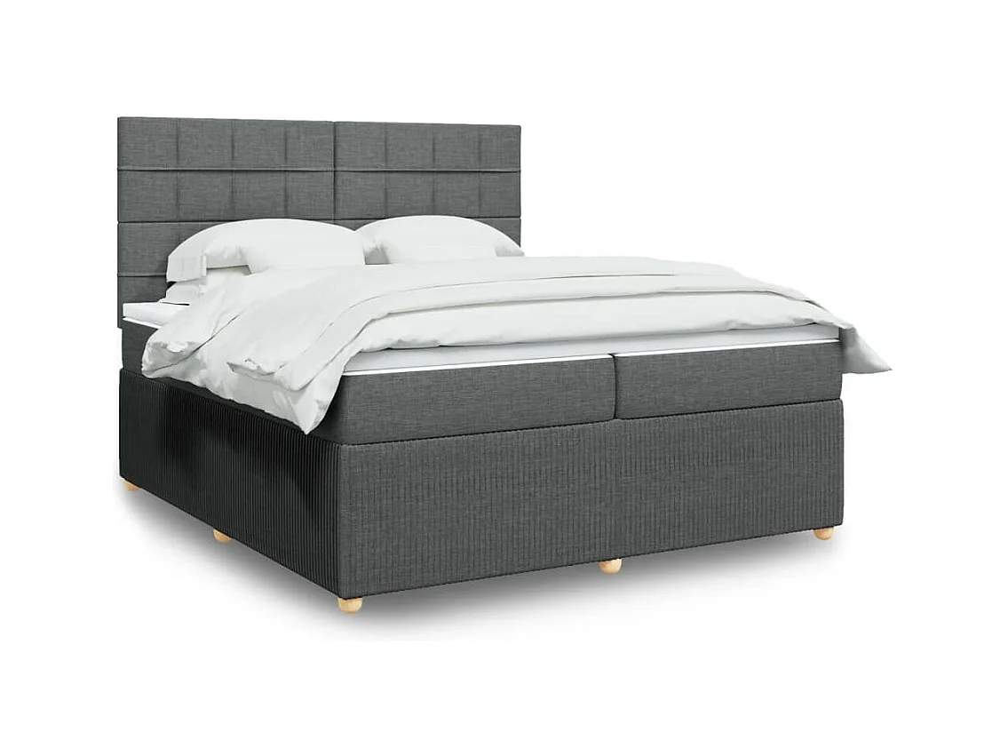 Sommier à lattes de lit avec matelas Gris foncé 200x200cm Tissu