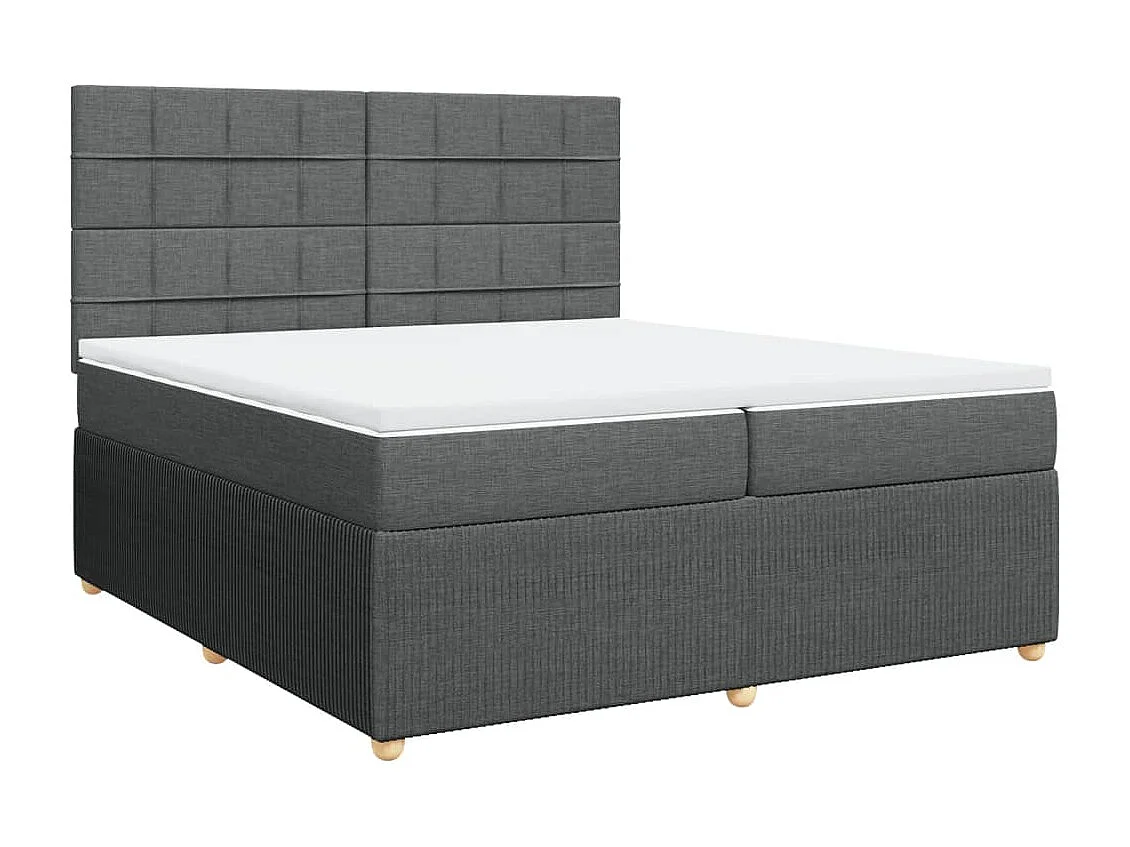 Sommier à lattes de lit avec matelas Gris foncé 200x200cm Tissu