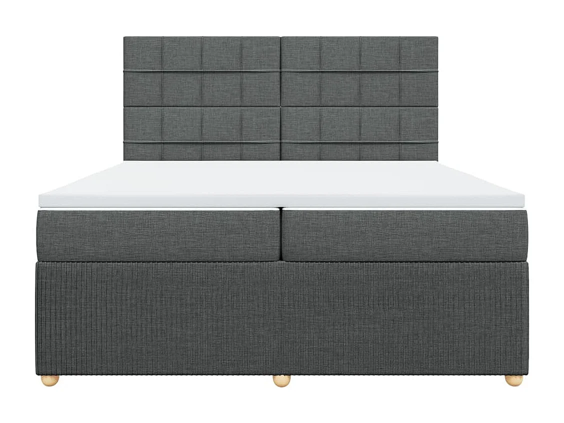 Sommier à lattes de lit avec matelas Gris foncé 200x200cm Tissu