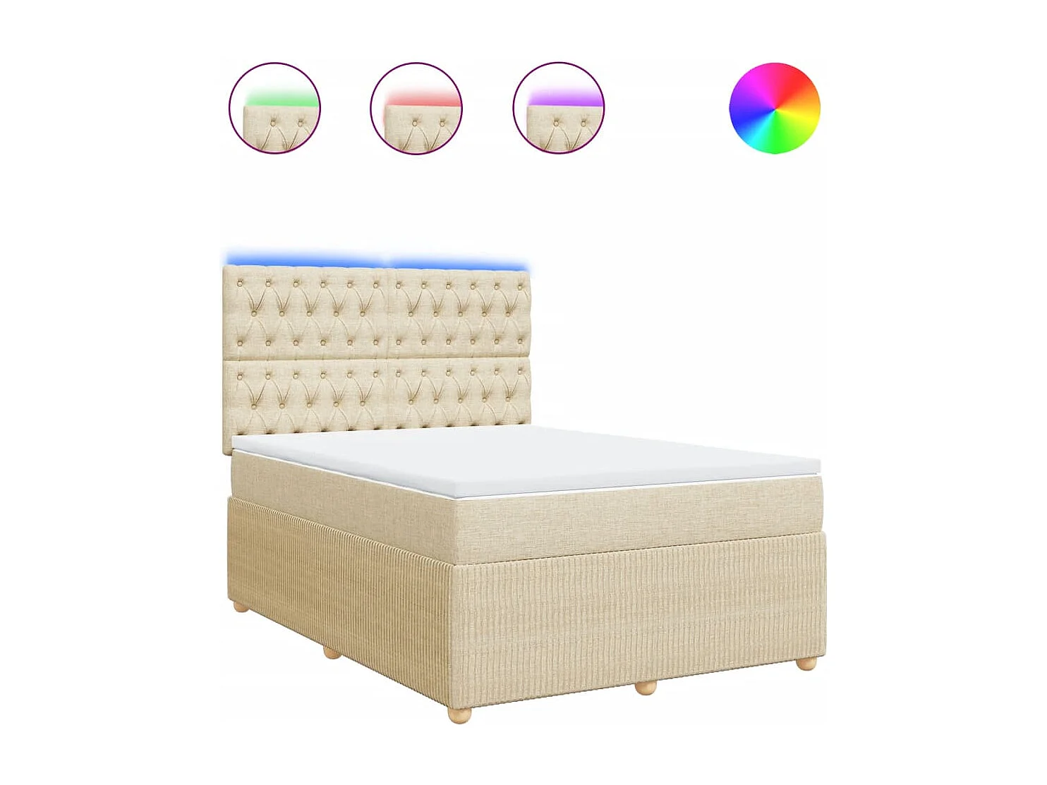 Sommier à lattes de lit avec matelas Crème 140x190 cm Tissu