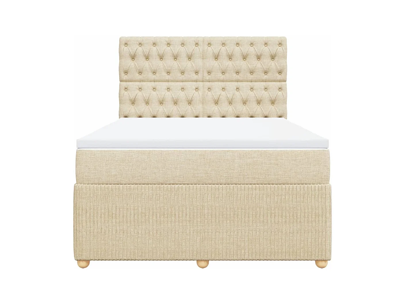 Cama box spring con colchón tela color crema 140x190 cm
