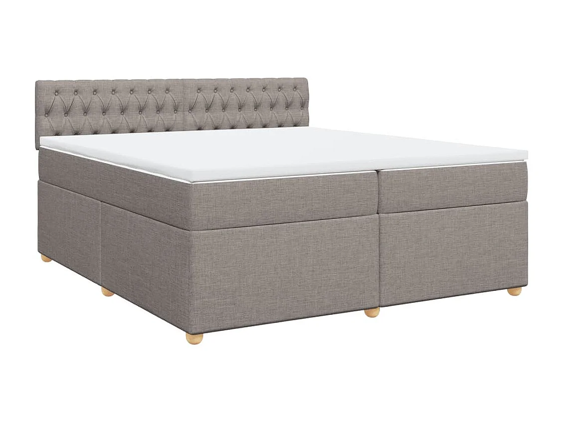 Cama box spring con colchón tela gris taupe 200x200 cm