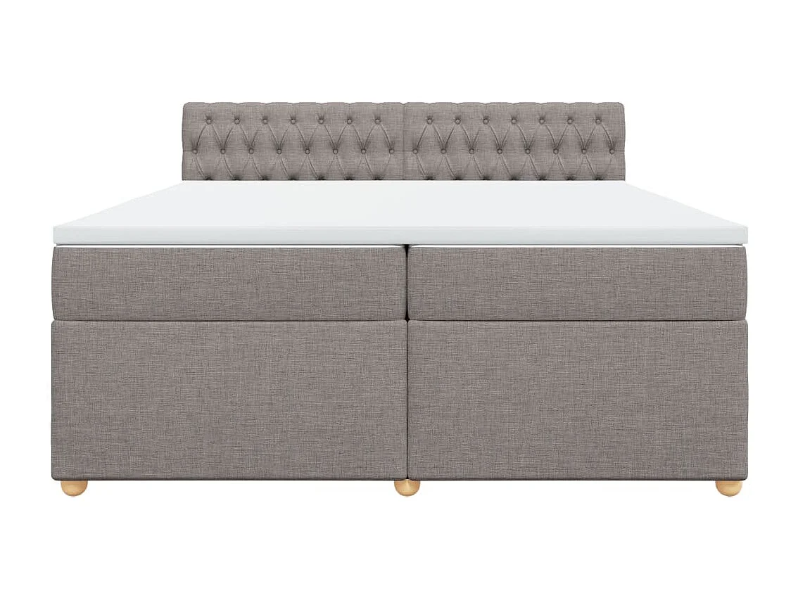 Cama box spring con colchón tela gris taupe 200x200 cm
