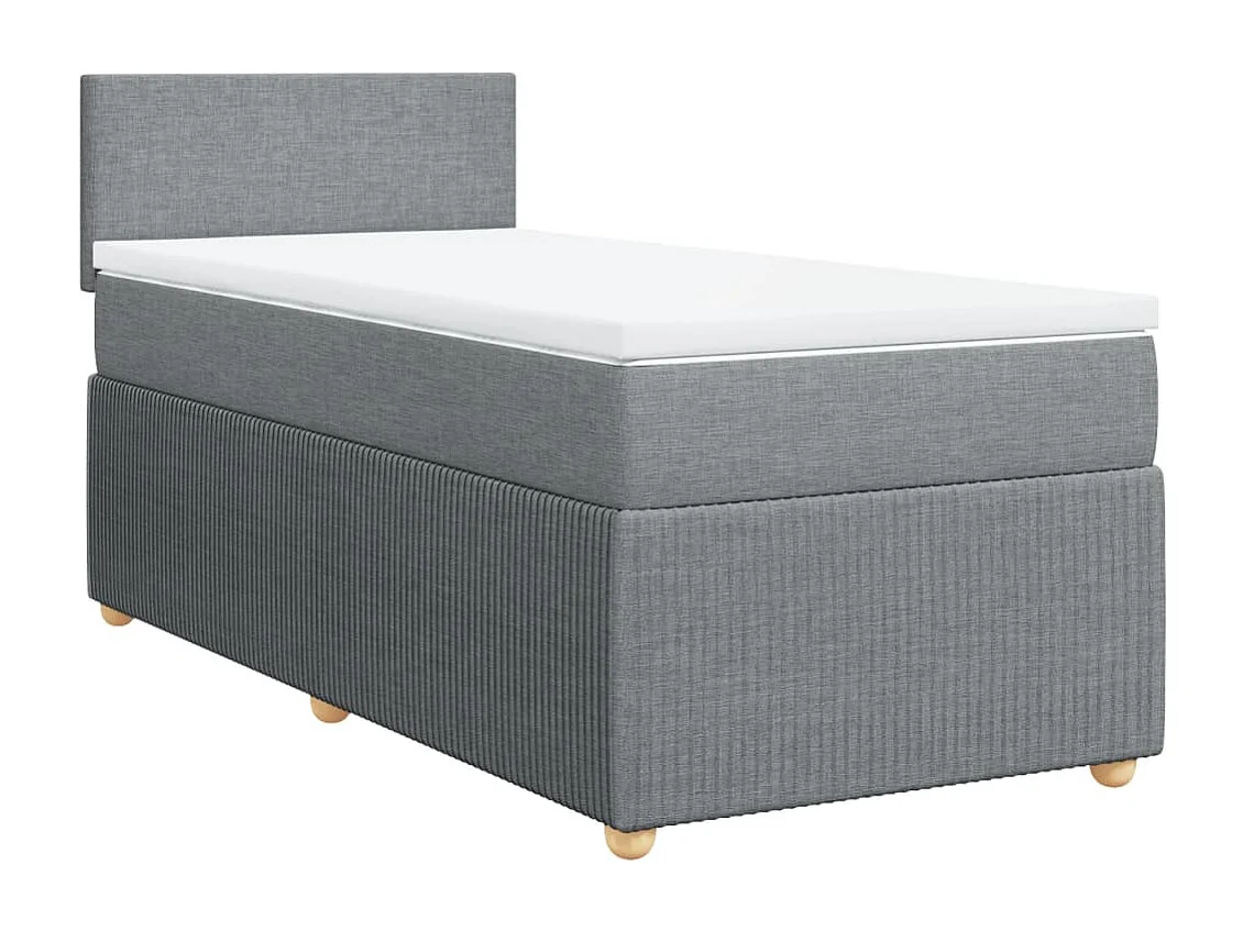 Cama box spring con colchón tela gris claro 100x200 cm