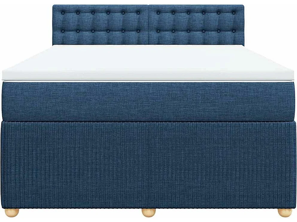 Sommier à lattes de lit avec matelas Bleu 160x200 cm Tissu
