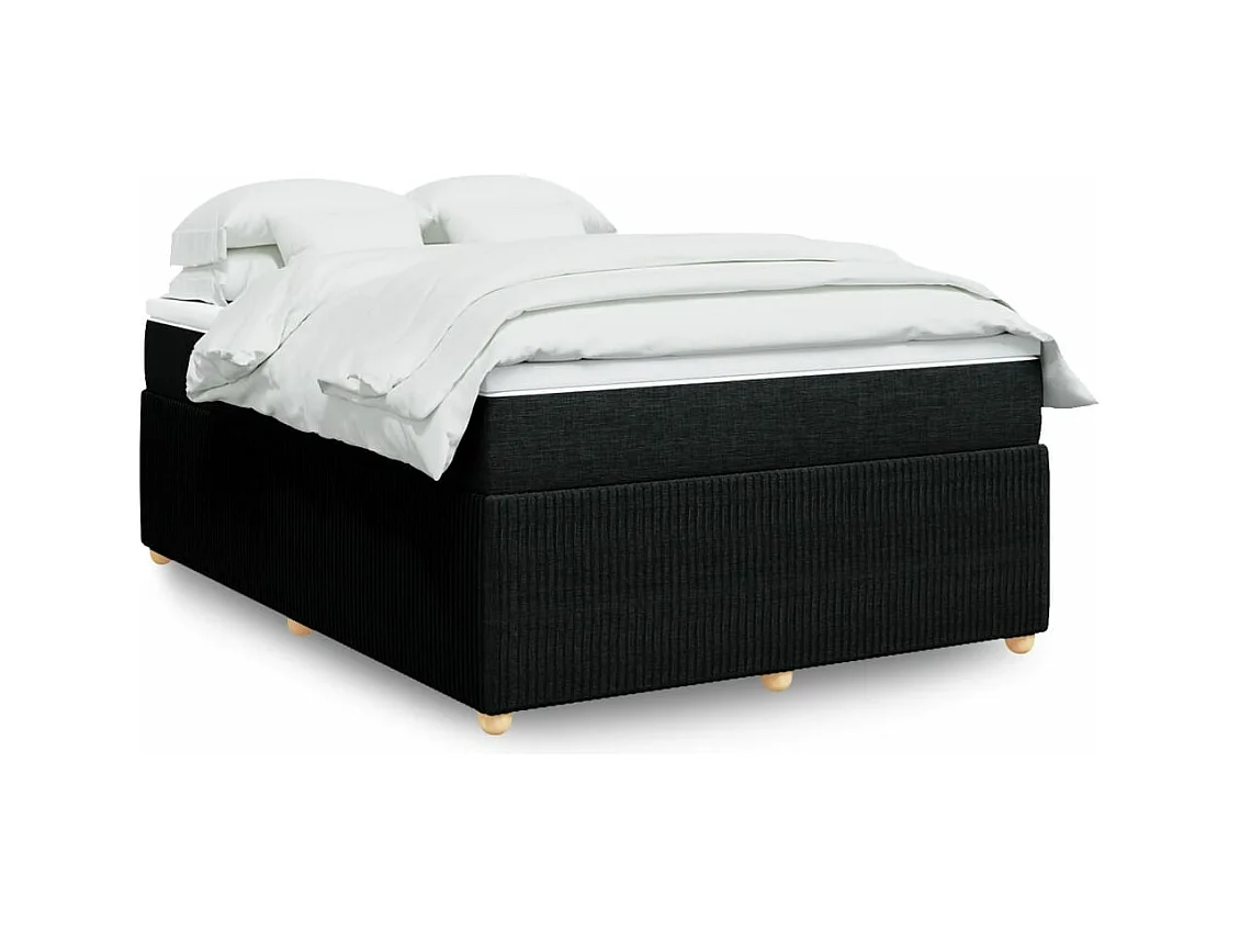 Sommier à lattes de lit avec matelas Noir 140x190 cm Tissu