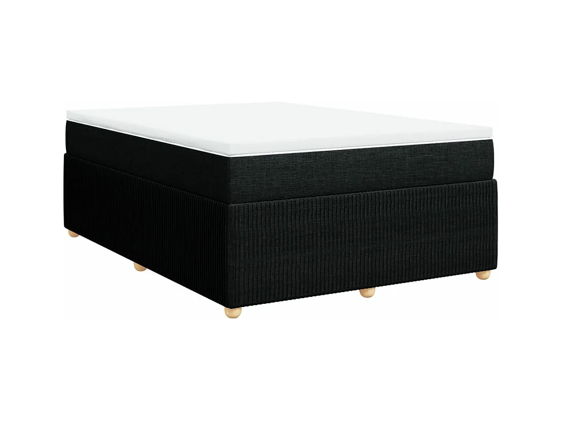 Sommier à lattes de lit avec matelas Noir 140x190 cm Tissu