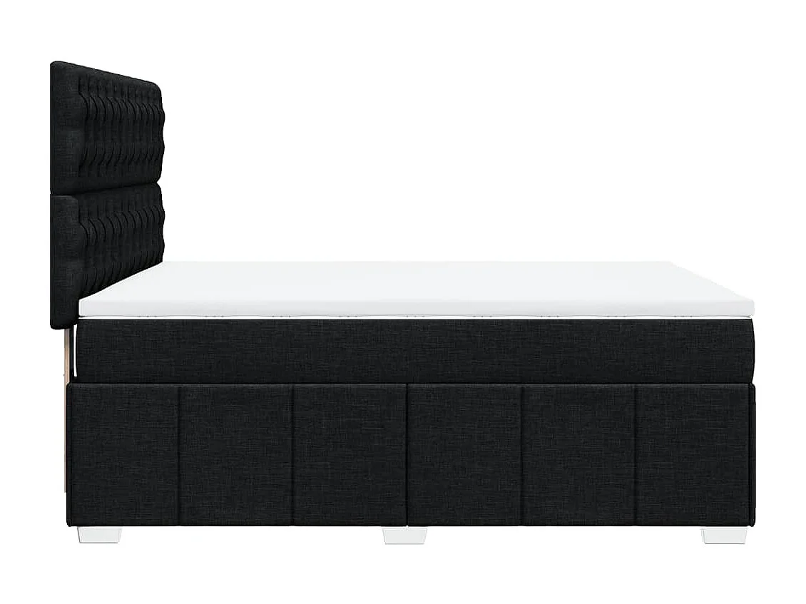 Cama box spring con colchón tela negro 140x190 cm