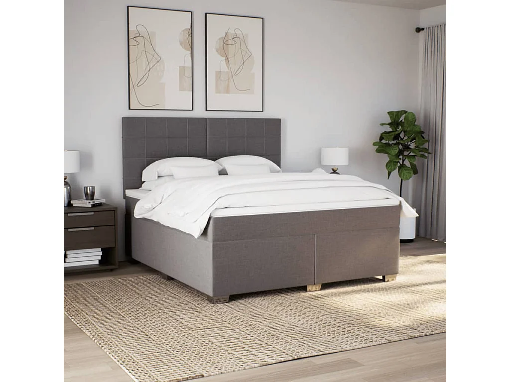 Cama com molas/colchão 180x200 cm tecido castanho-acinzentado