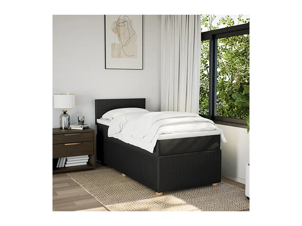 Sommier à lattes de lit et matelas Noir 80x200 cm Tissu