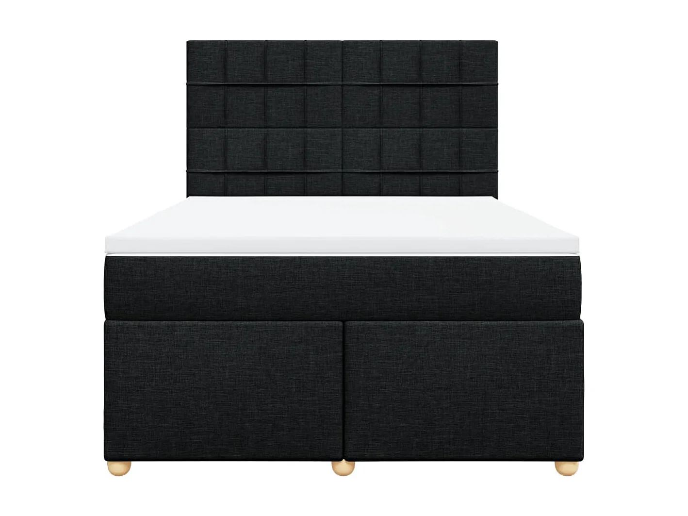 Cama box spring con colchón tela negro 160x200 cm