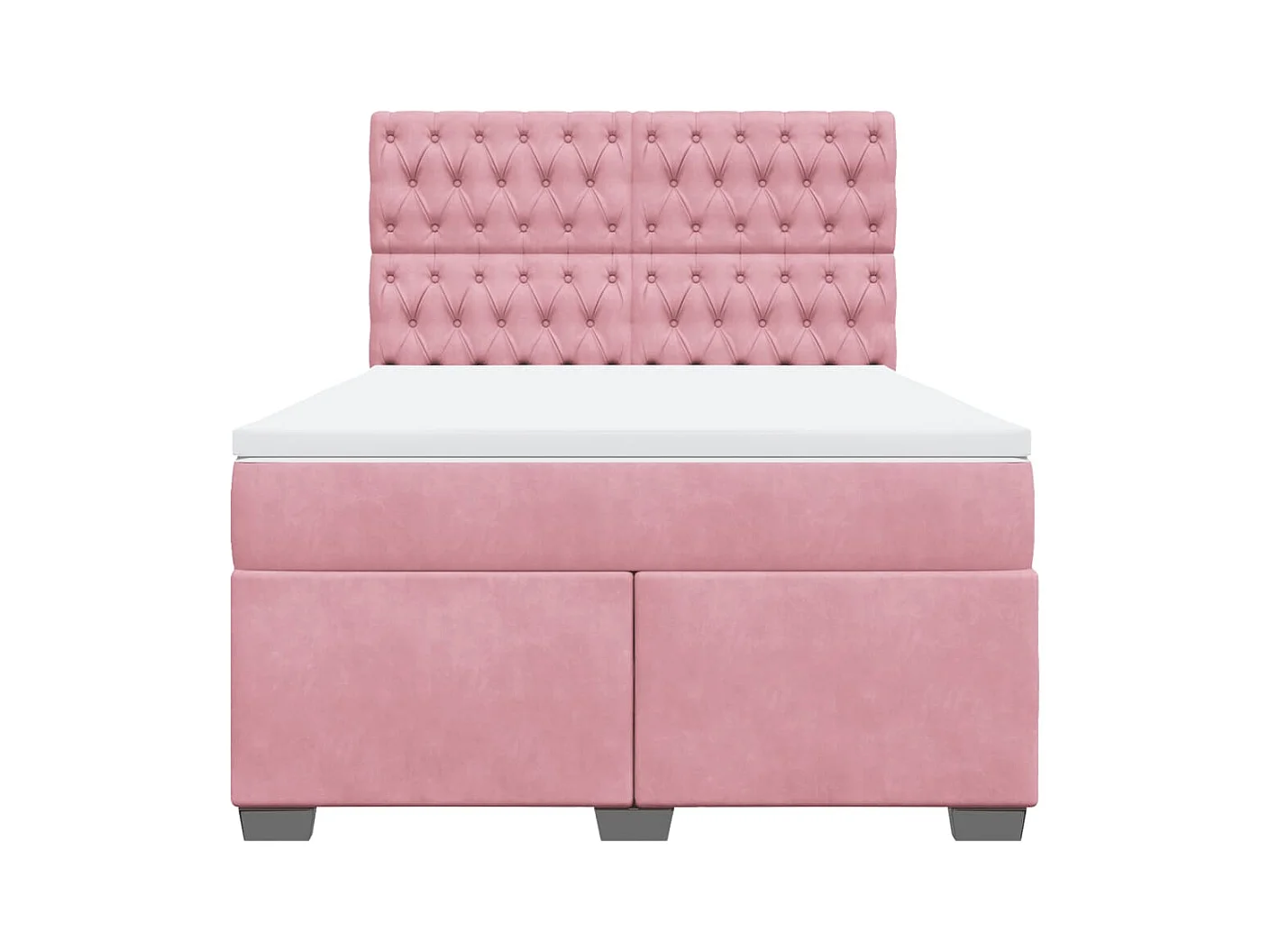 Cama box spring con colchón terciopelo rosa 160x200 cm