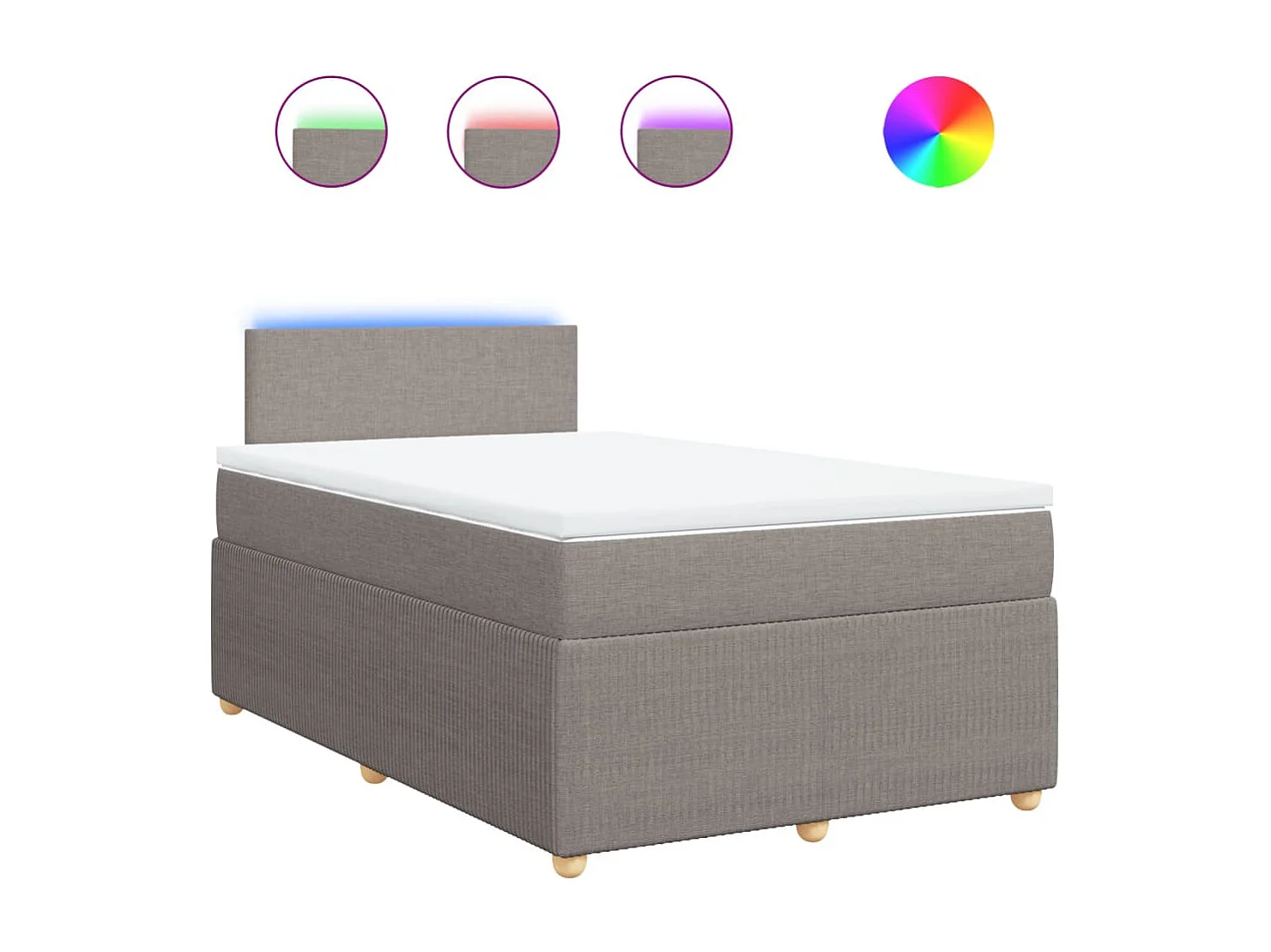 Sommier à lattes de lit avec matelas Taupe 120x200 cm Tissu