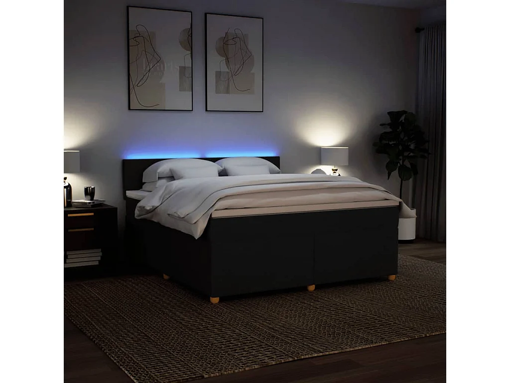 Cama com molas/colchão 180x200 cm tecido preto