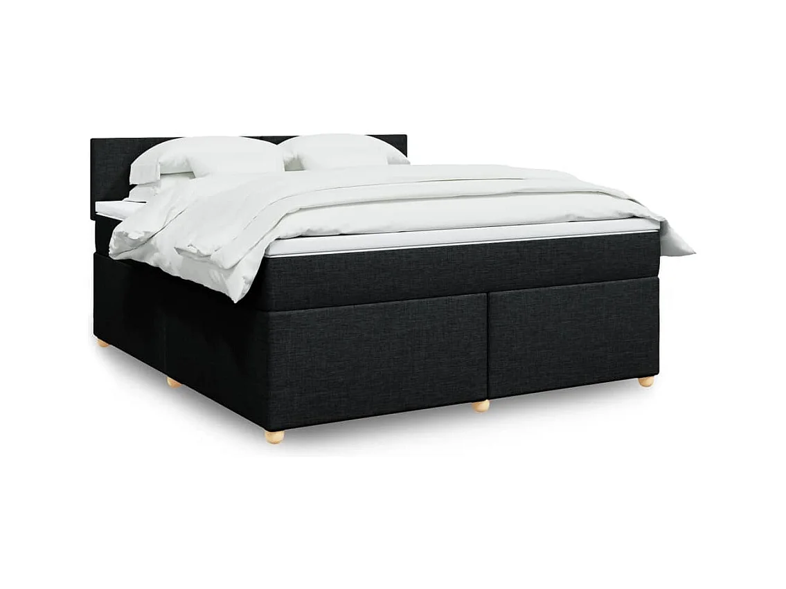 Sommier à lattes de lit avec matelas Noir 180x200 cm Tissu