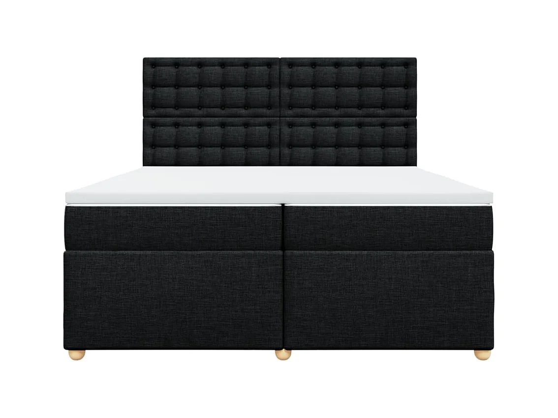 Sommier à lattes de lit avec matelas Noir 200x200 cm Tissu