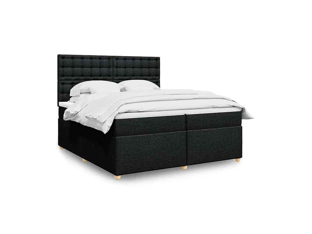 Sommier à lattes de lit avec matelas Noir 200x200 cm Tissu