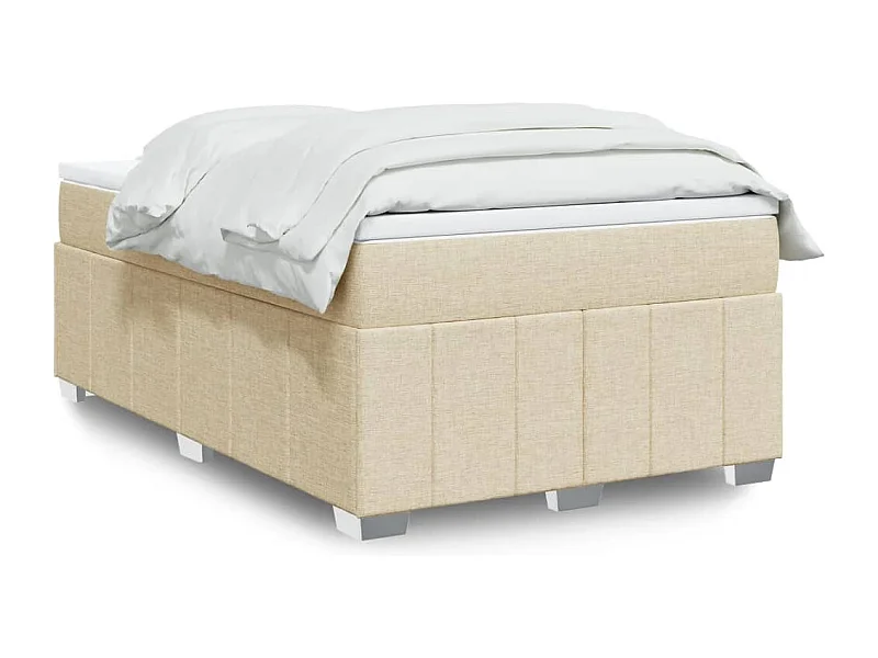 Cama box spring con colchón tela color crema 120x190 cm