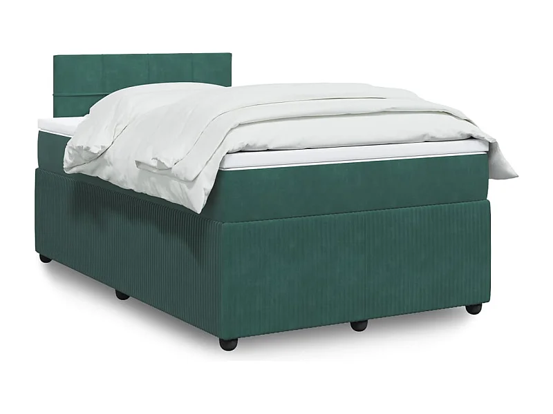 Cama boxspring com colchão 120x200 cm veludo verde-escuro
