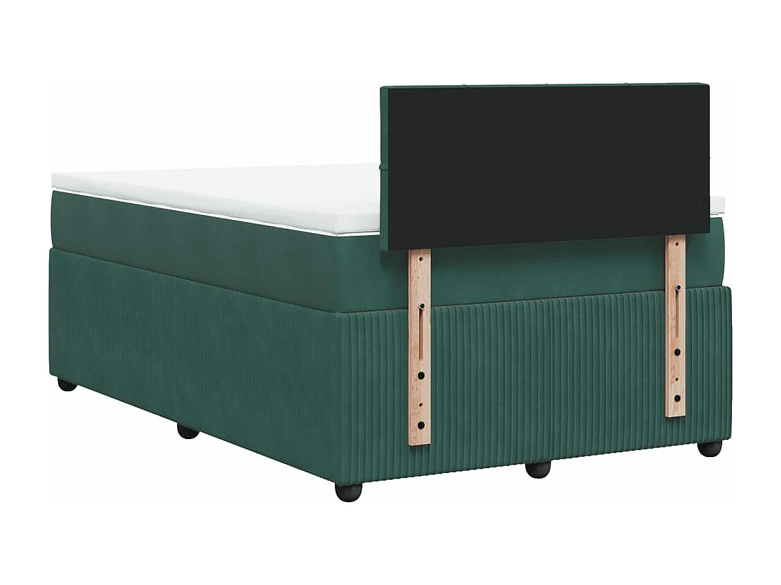 Cama boxspring com colchão 120x200 cm veludo verde-escuro