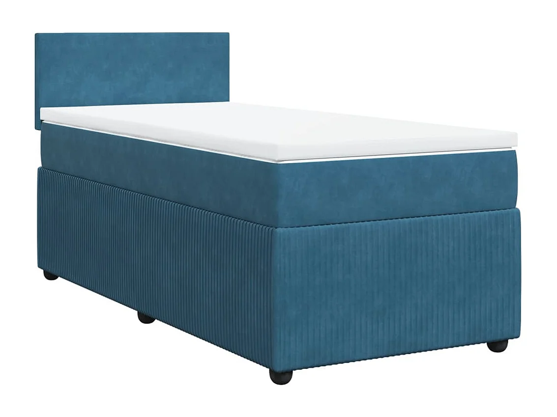 Cama boxspring com colchão 100x200 cm veludo azul