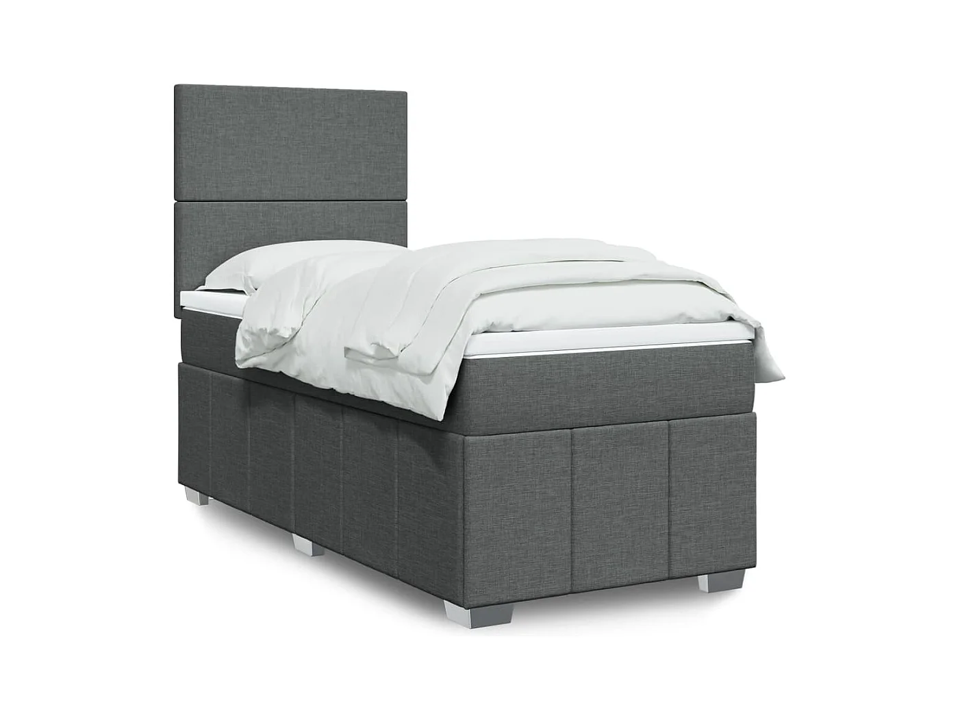 Sommier à lattes de lit et matelas Gris foncé 90x190 cm Tissu